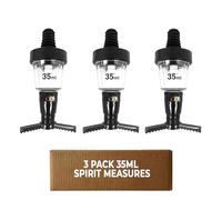 Chabrias Ltd 3 Pack 35ml Black Spirit Optic Measures, CE Government Stamped UK Made, Professional Wall Mounted Drinks Dispenser for Pubs, Bars, Licensed & Hospitality Use, Wall Bracket Not Included