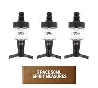 Chabrias Ltd 3 Pack 50ml Black Spirit Optic Measures, CE Government Stamped UK Made, Professional Wall Mounted Drinks Dispenser for Pubs, Bars, Licensed & Hospitality Use, Wall Bracket Not Included