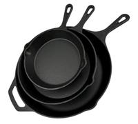 Chabrias Ltd 3 Pack | 6"/ 8"/12" | Pre-Seasoned Cast Iron Skillet Frying Pans Non-Stick Cookware for Indoor & Outdoor Use - Works on Grill, Oven, Stovetop & Induction