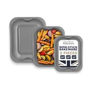 Chabrias Ltd 3-Pack Roasting Baking Tray Set - Small (28cm), Medium (33cm), and Large (38cm) - Baking Tray Set Tray/Pan, Non-Stick, Multi-Pack Set Oven Trays - Dishwasher Safe and Easy Clean