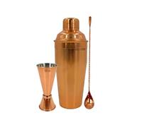 Chabrias Ltd 3-Piece Copper Cocktail Shaker Set 750ml - Premium Stainless Steel Cocktail Making Kit with Shaker, Jigger & Twisted Bar Spoon for Home Bar, Parties, Gifts & Professional Bartenders