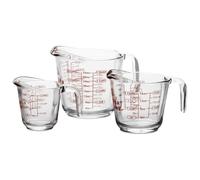 Chabrias Ltd 3-Piece Tempered Glass Measuring Jug Set (250ml, 500ml, 1L) - Heat-Resistant Graduated Measuring Jugs for Cooking, Baking, Kitchen & Mixing - Dishwasher Safe Measuring Beakers