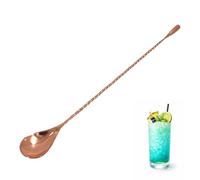 Chabrias Ltd 30.3cm Collison Twisted Copper Bar Spoon, Long Handle Twisted Cocktail Stirrer, Stainless Steel Copper Finish, Professional Mixing Spoon for Cocktails, Home Bar & Bartender Tools