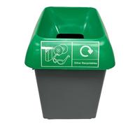 Chabrias Ltd 30 Litre Recycling Waste Bin Green & Other Recyclables Logo Recycling Bin - UK Made 100% Recycled Plastic - Colour Coded for Simpler Recycling