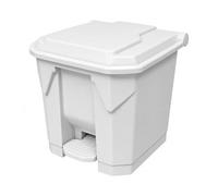 Chabrias Ltd 30 Litre White Pedal Bin with Lid, Step On Foot Operated Rubbish and Recycling Waste Bin, Polypropylene Hands Free 30L Container for Kitchen, Office, School, Washroom and Commercial Use