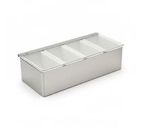 Chabrias Ltd 4/5/6 Professional Stainless-Steel Condiment Dispenser - 4/5/6 Compartment Back Bar Garnish Station | Removable Inserts with Flip Lid | Ideal for Bars, Pubs, Restaurants & Cocktail Prep