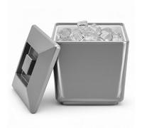 Chabrias Ltd 4 Litre Silver Square Plastic Ice Bucket With Lid Double Walled Insulation