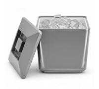 Chabrias Ltd 4 Litre Square Insulated Ice Bucket with Lid & Drainage Liner - UK Made - Double Walled BPA-Free Plastic, Keeps Ice Fresher & Frozen Longer - Ice Bucket for Party, Home Bar - UK Made