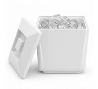 Chabrias Ltd 4 Litre White Square Plastic Ice Bucket With Lid Double Walled Insulation