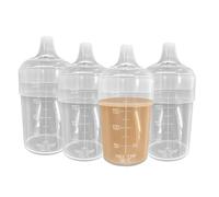 Chabrias Ltd 4 Pack 200ml Feeding Beakers Clear with Narrow Spout Lids UK Made & Controllable Flow, Reusable, Adult Sippy Cup, Spill-Proof, Autoclavable