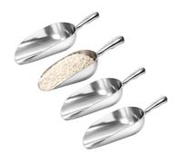 Chabrias Ltd 4 Pack 38oz Aluminium Metal Food Scoop - Extra Large Heavy Duty Bulk Scoops for Grain, Flour Bins, Rice, Dry Goods & Pet Food Storage - Commercial Kitchen Ingredient Scoops