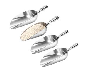 Chabrias Ltd 4 Pack 38oz Aluminium Metal Food Scoop - Extra Large Heavy Duty Bulk Scoops for Grain, Flour Bins, Rice, Dry Goods & Pet Food Storage - Commercial Kitchen Ingredient Scoops