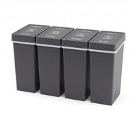 Chabrias Ltd 4 Pack 40L Recycling Station Bins with Labels, Dark Grey
