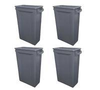 Chabrias Ltd 4 Pack 60 Litre Grey Slim Recycling Bin Space-Saving Vented Waste Container - Narrow Mixed Recycling Waste Receptacle for Home, Office, Kitchen and Commercial Use