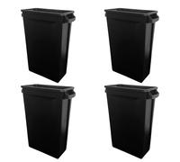 Chabrias Ltd 4 Pack 87 Litre Black Slim Recycling Bin Space-Saving Vented Waste Container - Narrow Mixed Recycling Waste Receptacle for Home, Office, Kitchen and Commercial Use