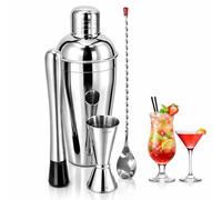 Chabrias Ltd 4 Piece Premium Stainless Steel Cocktail Shakers Set,Cocktail Making Kit, Cocktail Set, Shaker, Jigger, Muddler, Strainer, Pourers, Mixing Spoon, Bar Blade &