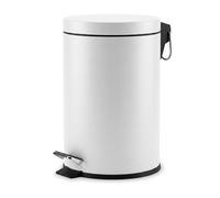 Chabrias Ltd 5 Litre White Steel Pedal Bin with Removable Inner Liner and Carry Handle, Foot Operated Small Bathroom Rubbish Bin for Toilet, Bedroom, Office, Kitchen, Cloakroom and Ensuite Spaces