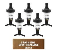 Chabrias Ltd 5 Pack 25ml Black Spirit Optic Measure - CE Government Stamped, UK Made, Wall Mounted Drinks Dispenser for Spirits - Multiple Sizes & Pack Quantities
