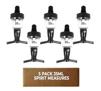 Chabrias Ltd 5 Pack 35ml Black Spirit Optic Measures, CE Government Stamped UK Made, Professional Wall Mounted Drinks Dispenser for Pubs, Bars, Licensed & Hospitality Use, Wall Bracket Not Included