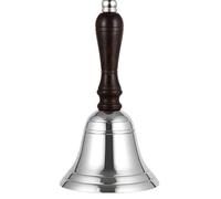 Chabrias Ltd 5" Traditional Large Chrome School Hand Bell with Wooden Handle - Loud Ring for School, Dinner, Reception, Last Orders, Library & Festive Use
