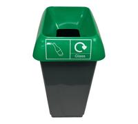 Chabrias Ltd 50 Litre Recycling Bin With Green Lid & Glass Sticker Included