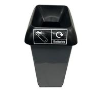 Chabrias Ltd 50 Litre Recycling Waste Bin With Lid & Logo Sticker Included (Black Lid & Battery Logo)
