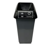 Chabrias Ltd 50 Litre Recycling Waste Bin With Lid & Logo Sticker Included (Black Lid & Food Waste Logo)
