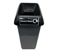 Chabrias Ltd 50 Litre Recycling Waste Bin With Lid & Logo Sticker Included (Black Lid & General Logo)