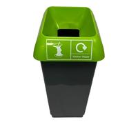 Chabrias Ltd 50 Litre Recycling Waste Bin With Lid & Logo Sticker Included (Lime Green Lid & Food Waste Label)