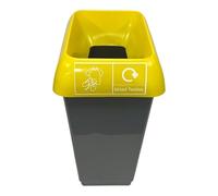 Chabrias Ltd 50 Litre Recycling Waste Bin With Lid & Logo Sticker Included (Yellow Lid & Mixed Textile Logo)