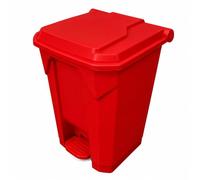 Chabrias Ltd 50 Litre Red Pedal Bin with Lid, Step On Foot Operated Waste & Recycling Bin, Large Polypropylene Hands Free 50 Litre Container for Clinical, Office, School, Washroom & Commercial Use
