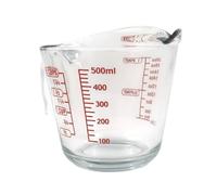 Chabrias Ltd 500 ml Glass Measuring Jug - Clear Tempered Glass with Red Graduations in ml, Cups & Pints - Dishwasher Safe & Freezer Safe Kitchen Measuring Cup (1)