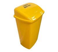 Chabrias Ltd 50L Yellow Swing Lid Clinical Waste Bin - Heavy Duty Plastic Recycling Bin with Removable Lid for Medical, Home, School, Office, Tattoo Studio, Veterinary & Care Home Use