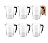 Chabrias Ltd 6 Pack 2 Pint Plastic Jugs (1.1L) - UK Made - Government CE Marked Water Jug with Handle - Clear Reusable Drink Pitchers - Dishwasher Safe - Catering, Care Homes, Schools, Bars - UK Made