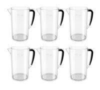 Chabrias Ltd 6-Pack, 4 Pint Plastic Jug - 2.2L - UK Made + CE Marked Catering Pitchers for Schools, Care Homes, Bars & Commercial Use - Dishwasher Safe Water, Juice, Beer & Drinks Serving Jug Bulk Set