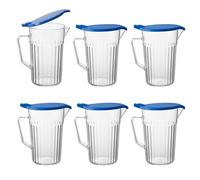 Chabrias Ltd 6 Pack 900ml Anti-Bacterial Polycarbonate Plastic Jugs & Lid - Virtually Unbreakable - BPA-Free Water Jugs for Care Homes, Hospitals & Catering, Warm & Cold Safe, UK Made - 6 X 900ml Blue