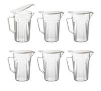 Chabrias Ltd 6 Pack 900ml Polycarbonate Plastic Jugs with Leakproof Lids - Virtually Unbreakable - BPA Free Water Jugs for Care Homes, Hospitals & Catering, Dishwasher Safe - UK Made - 6 X 900ml White