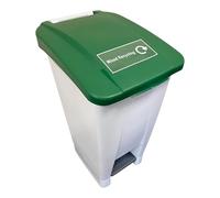 Chabrias Ltd 60 Litre Green & Mixed Recycling Logo Step On Pedal Bin for Schools, Medical, and Waste Management Nestable Plastic Bin with Wheels and Handle