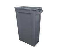 Chabrias Ltd 60 Litre Grey Slim Recycling Bin Space-Saving Vented Waste Container - Narrow Mixed Recycling Waste Receptacle for Home, Office, Kitchen and Commercial Use