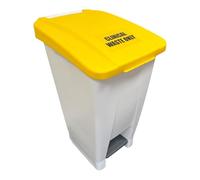 Chabrias Ltd 60 Litre Yellow Clinical Waste Bin With Pedal, Indoor Recycling Bin Container with Lid, Wheels & Handle, Heavy-Duty Plastic Recycling Solution for Home, Office, School, Commercial Use