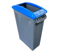 Chabrias Ltd 60L Slim Recycling Bin with Open Blue Lid + Paper & Card Sticker - Paper Waste Container for Office, School & Kitchen - Narrow 60 Litre Commercial Recycling Bin with Vented Liner System