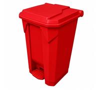 Chabrias Ltd 80 Litre Red Pedal Bin with Lid, Large Step On Rubbish & Recycling Waste Bin, Polypropylene Hands Free 80 Litre Container for Kitchen, Healthcare, Office, School & Commercial Use