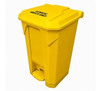 Chabrias Ltd 80L Yellow Pedal Bin with Clinical Waste Sticker, Large Step On Clinical Waste Bin with Lid, Polypropylene Hands Free Waste Container for Hospitals, Clinics, GP Surgeries & Care Homes