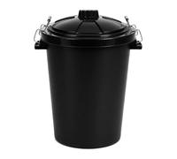 Chabrias Ltd 85 Litre Black Garden Waste Bin with Locking Lid- UK MADE - Heavy Duty Outdoor Storage Bin, Black Plastic Dustbin for Animal Feed, Bird Seed, Compost, Recycling & Rubbish Storage, UK Made