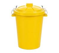 Chabrias Ltd 85 Litre Heavy Duty Outdoor Storage Bin with Locking Lid - UK MADE - Yellow Plastic Dustbin for Garden Waste, Animal Feed, Recycling & Rubbish Storage, Weather Resistant, Made in UK