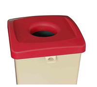 Chabrias Ltd 87 Litre Commercial Home Square Recycling Bin with Bag Pull Beige Base (Red Bottle)
