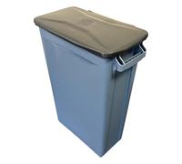 Chabrias Ltd 87 Litre Slim Bin Recycling Container, Space Saving Design, Rectangular for Home, Office, Kitchen - Commercial Product Vented Slim Waste Receptacle Bin (1, Grey & Black Handle Lid)