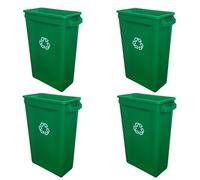 Chabrias Ltd 87 Litre Slim Bin Recycling Container, Space Saving Design, Rectangular for Home, Office, Kitchen - Commercial Product Vented Slim Waste Receptacle Bin (4, Green)