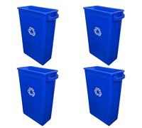 Chabrias Ltd 87 Litre Slim Bin Recycling Container, Space Saving Design, Rectangular for Home, Office, Kitchen - Commercial Product Vented Slim Waste Receptacle Bin (4, Blue)