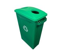 Chabrias Ltd 87L Slim Recycling Bin With Green Base & Green 2-Hole Lid